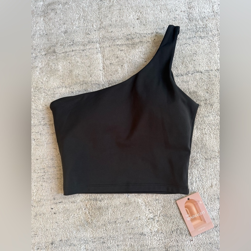 Nubyen asymmetrical one-shoulders Sports Bra black Sz XS NEW